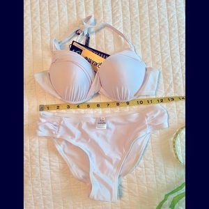 White 2 Piece Halter Style Bikini Swim Suit